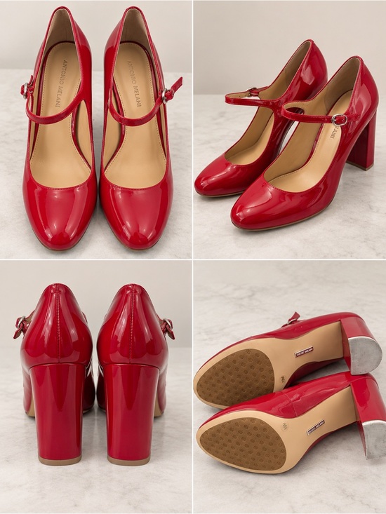 ANTONIO MELANI Shoes - ANTONIO MELANI Red Patent Mary Jane Block Heels
